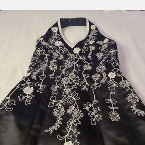 Elegant Black and White Floral Dress